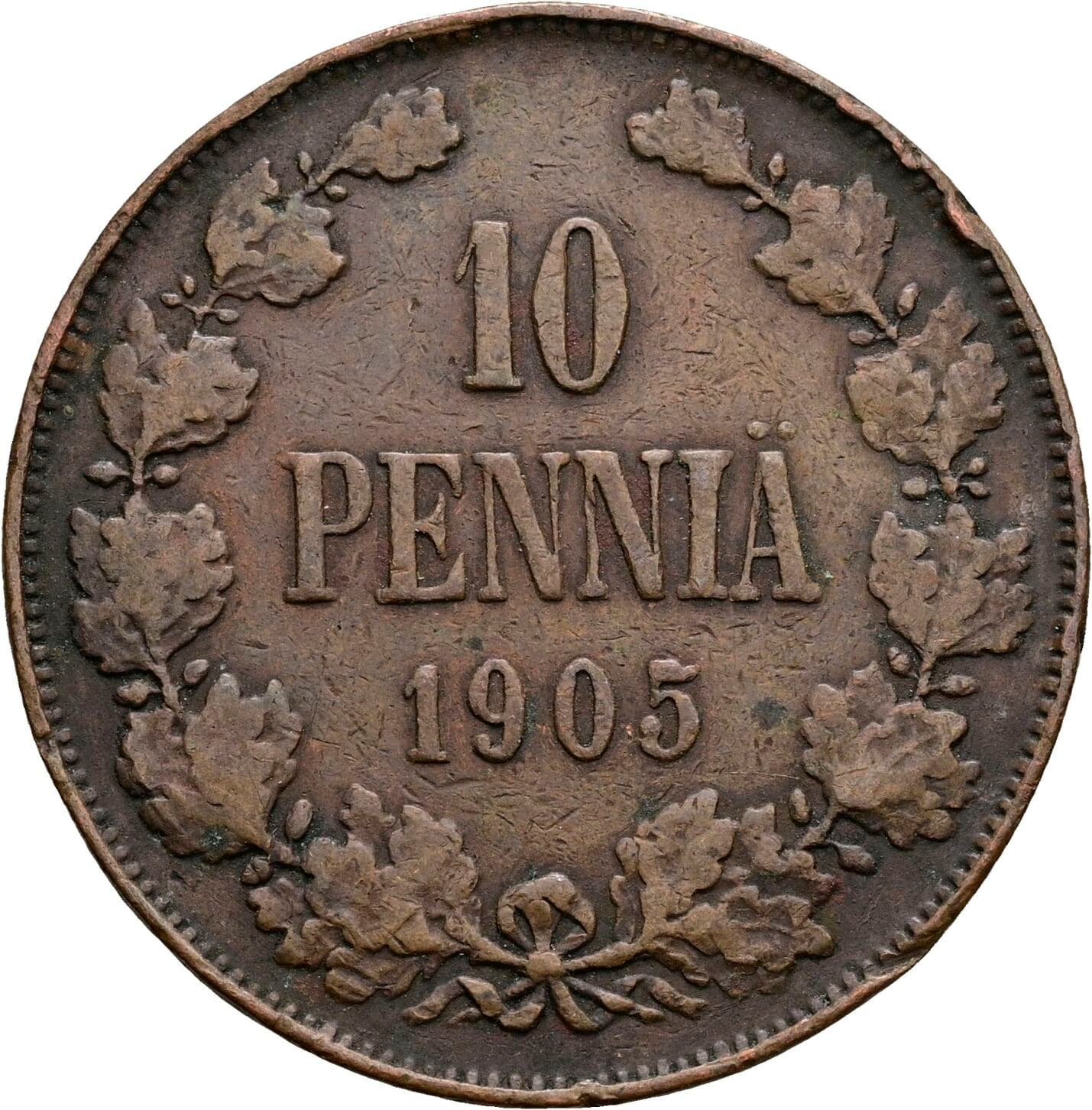 10 Penniä Nikolaj II. 1894-1917 1905 – Vorderseite