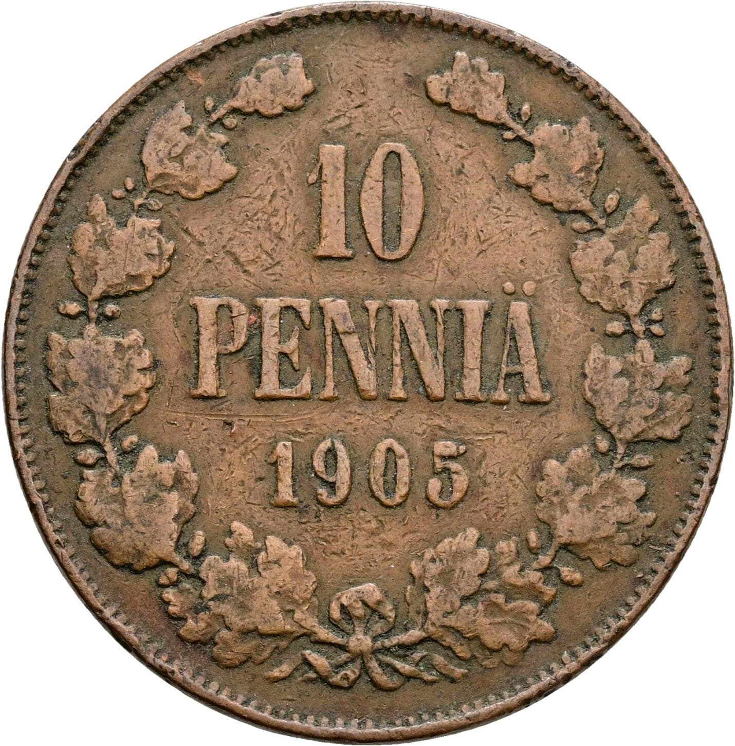 10 Penniä Nikolaj II. 1894-1917 1905 – Vorderseite