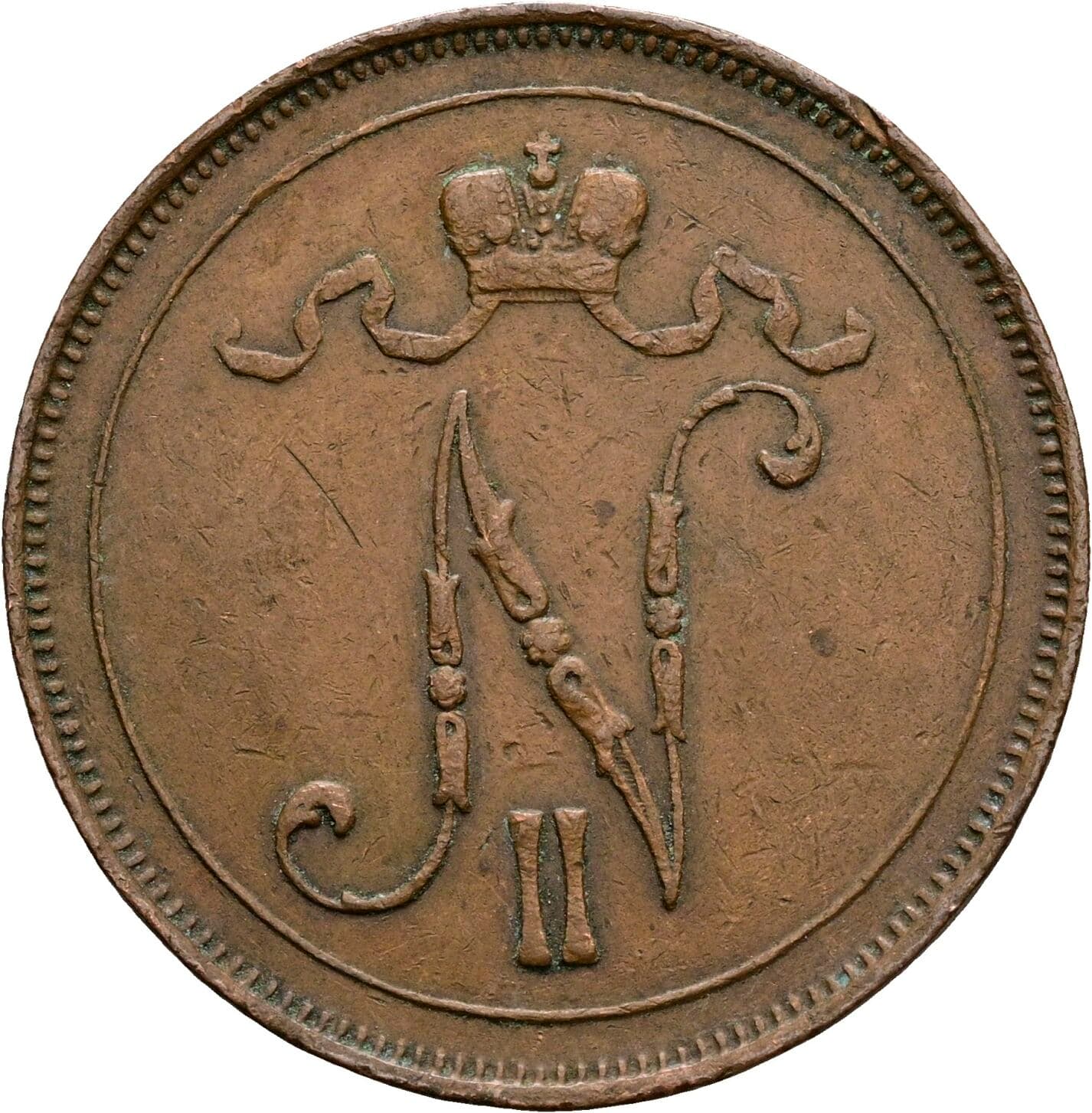 10 Penniä Nikolaj II. 1894-1917 1907 – Rückseite