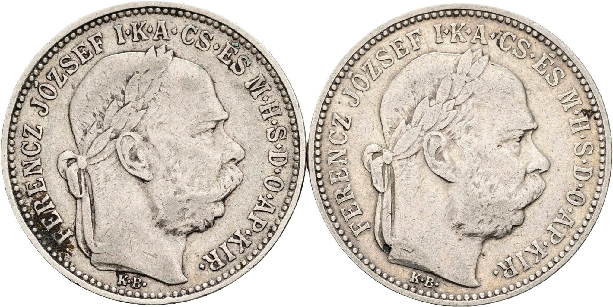 Lot 2 Stück 1 Korona Franz Joseph I. 1848-1916 1895 KB + 1896 KB – Vorderseite