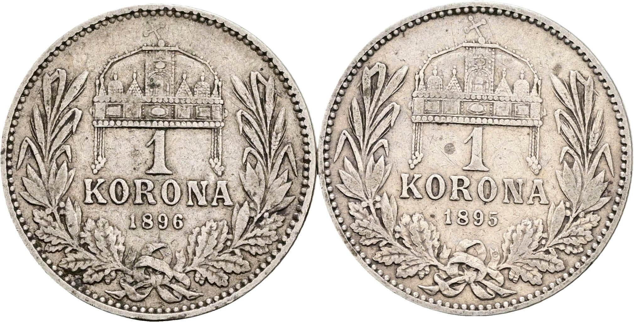 Lot 2 Stück 1 Korona Franz Joseph I. 1848-1916 1895 KB + 1896 KB – Rückseite