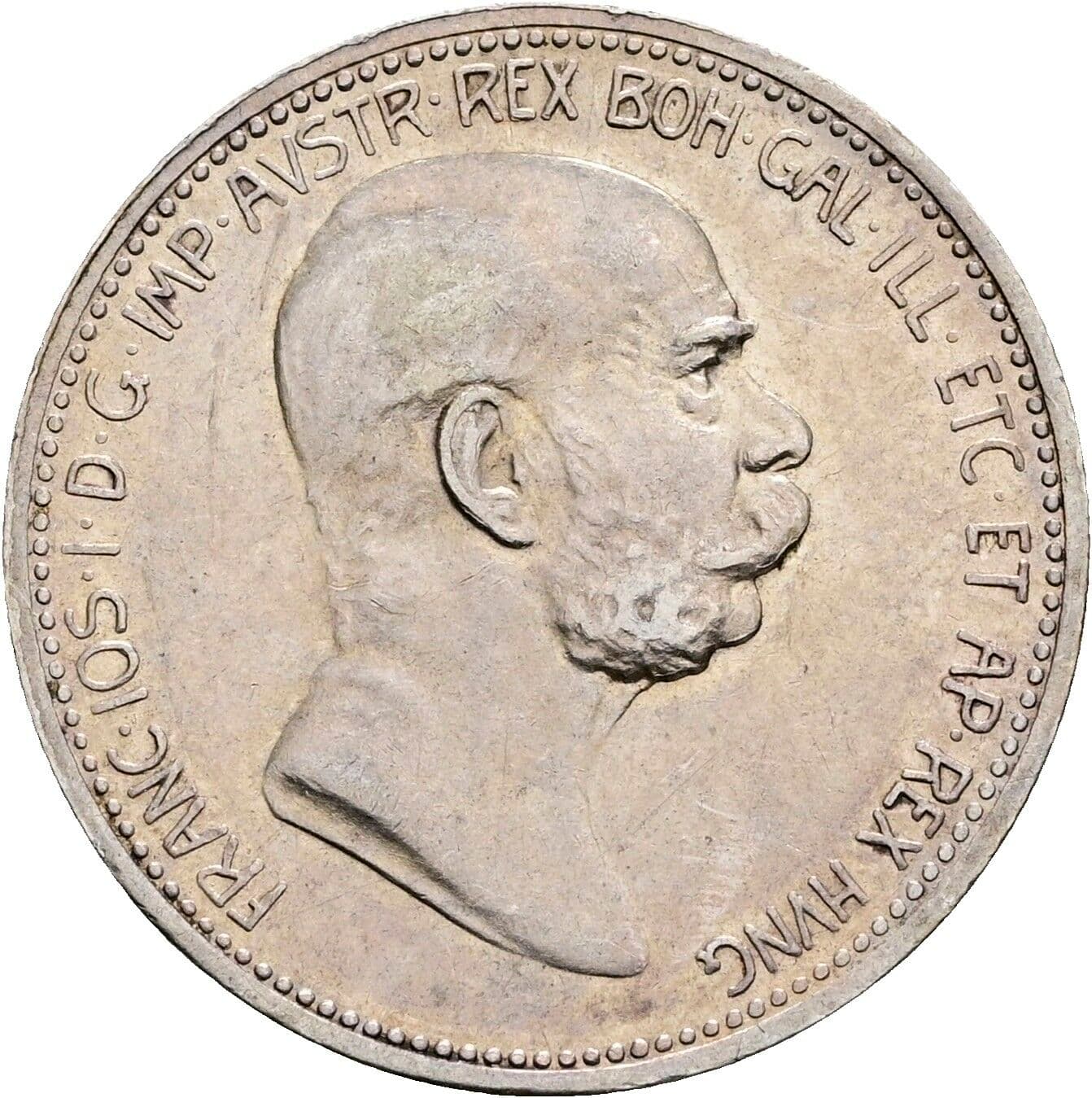 1 Krone Franz Joseph I. 1848-1916 1848/1908 – Vorderseite