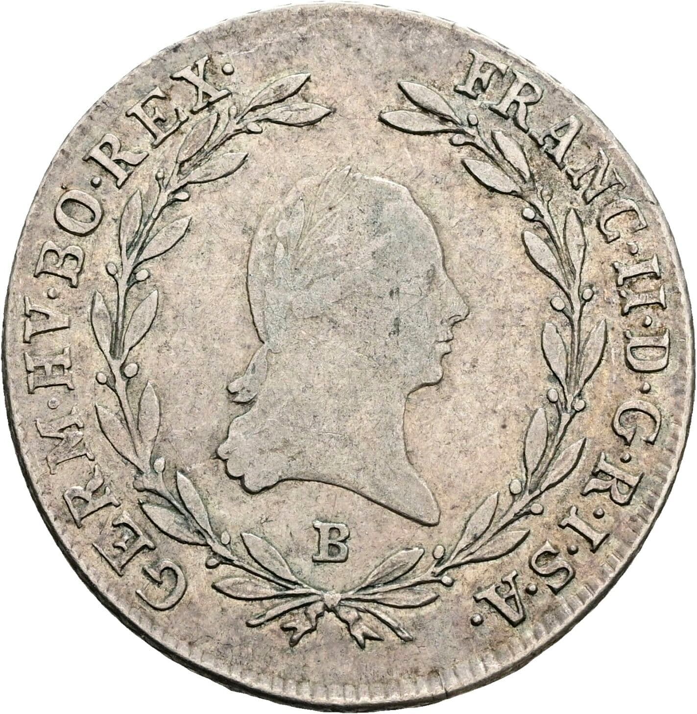 20 Kreuzer Franz II. (I). 1792-1835 1802 B, Kremnitz – Vorderseite