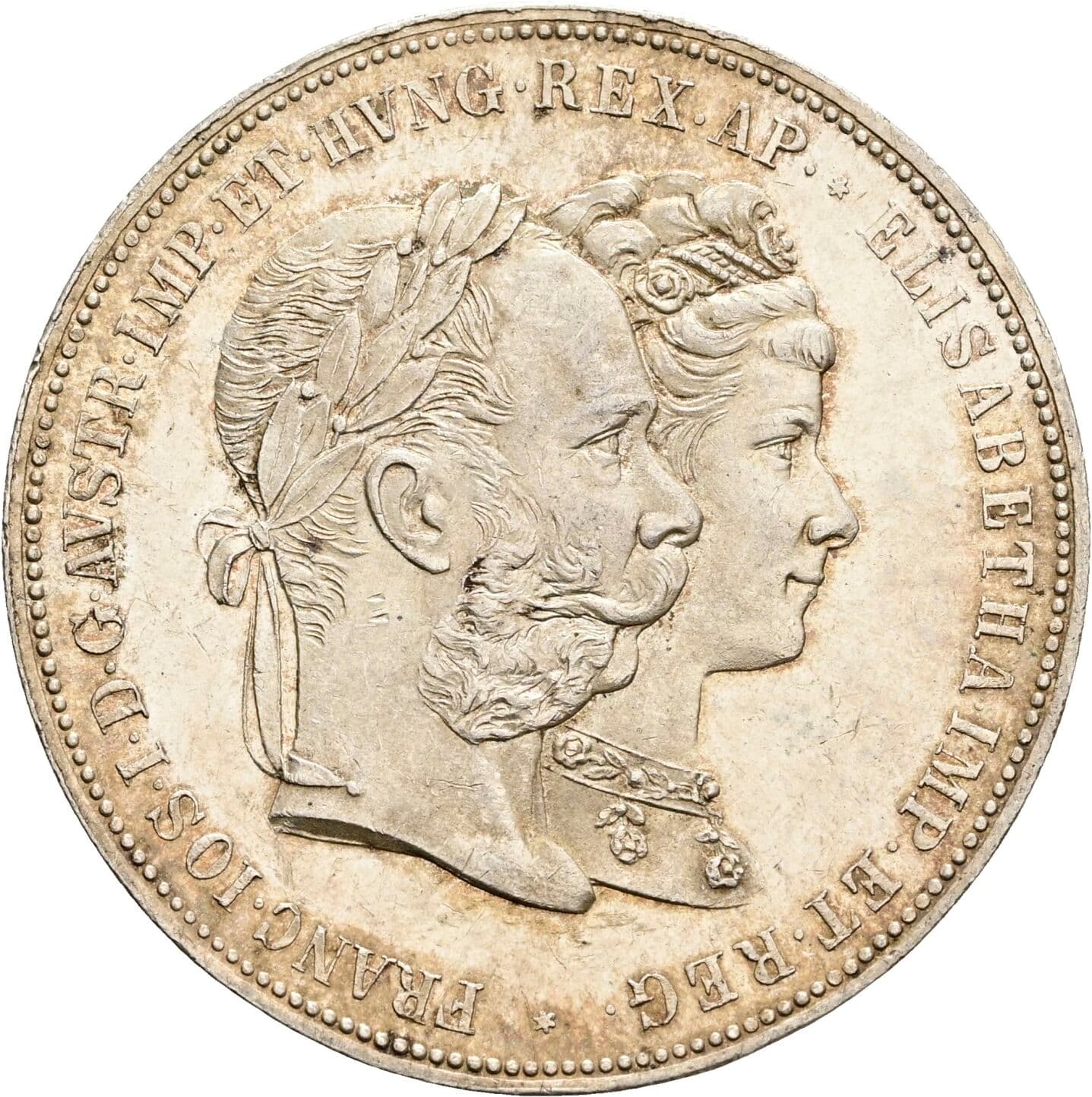 2 Gulden Silberhochzeit Franz Joseph I. 1848-1916 1879 – Vorderseite