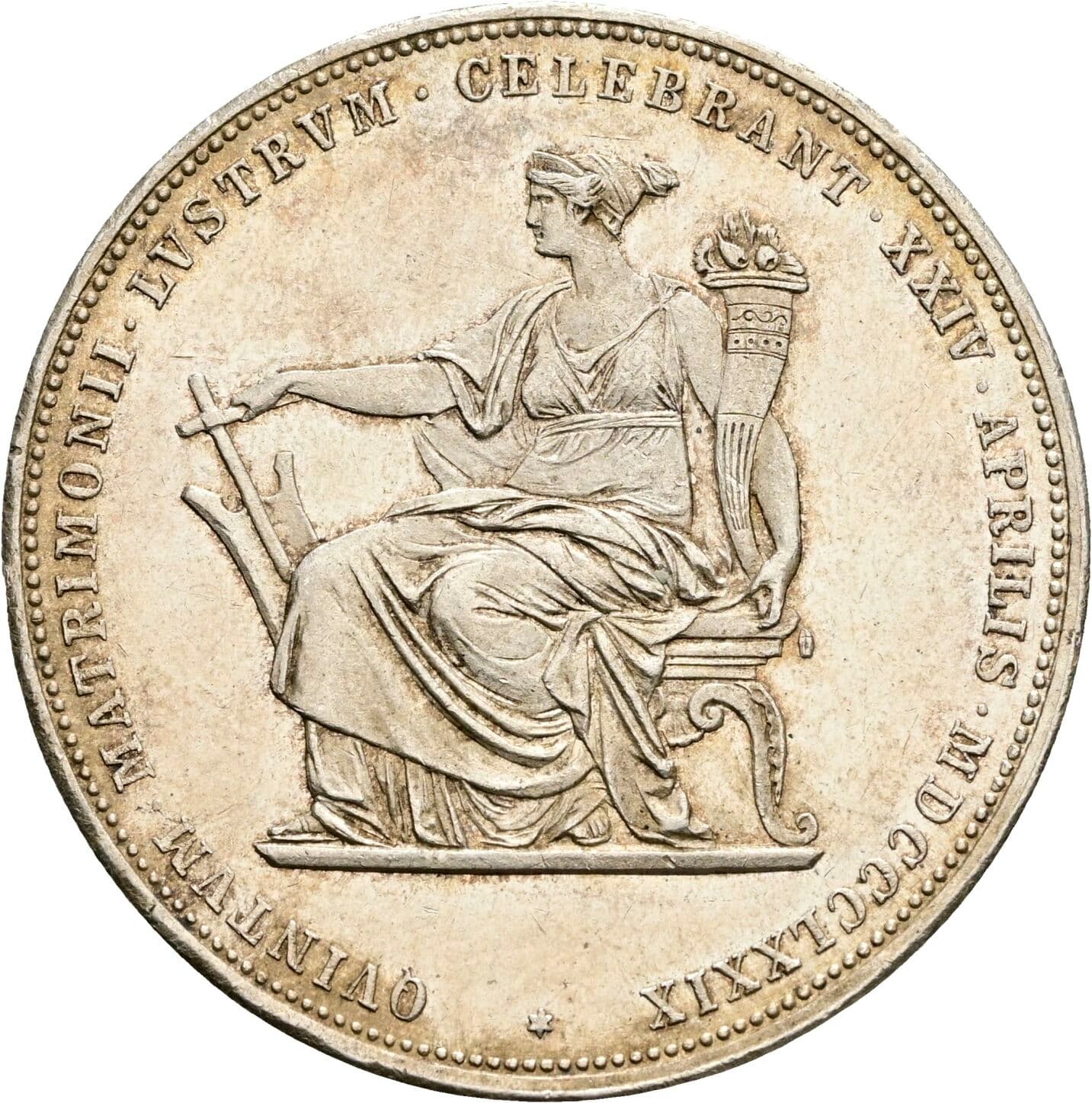 2 Gulden Silberhochzeit Franz Joseph I. 1848-1916 1879 – Rückseite
