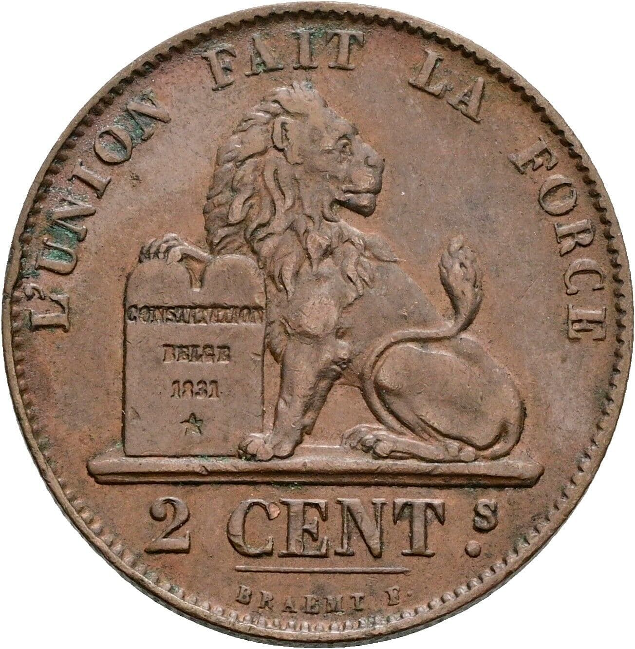 2 Centimes Leopold I. 1831-1865 1859 – Vorderseite
