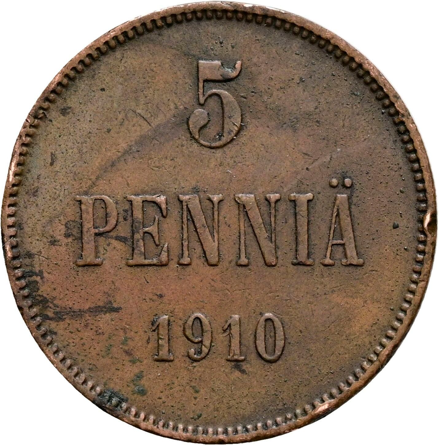 5 Penniä Nikolaj II. 1894-1917 1910 – Vorderseite