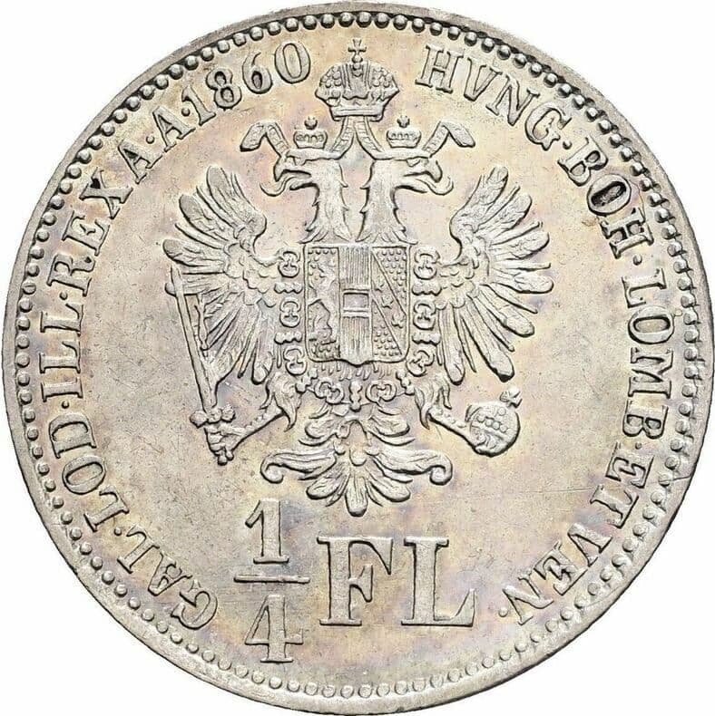 1/4 Gulden Franz Joseph I. 1848-1916 1860 B Kremnitz – Rückseite