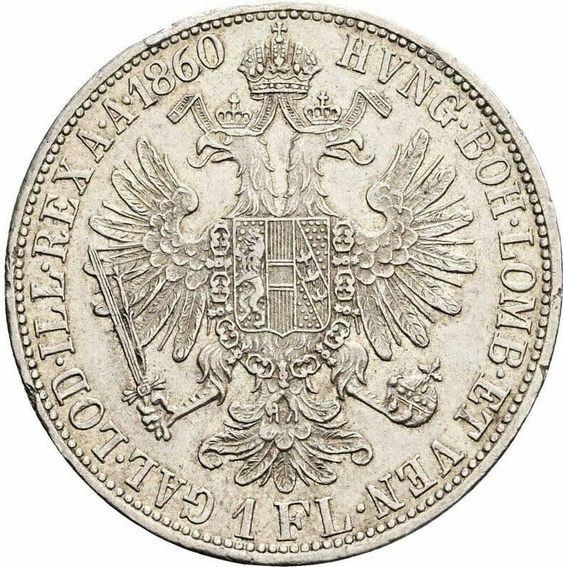 1 Gulden Franz Joseph I. 1848-1916 1860 A – Rückseite