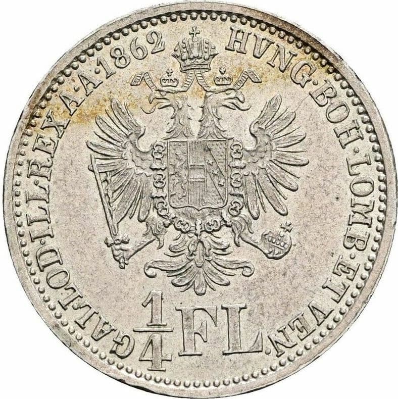 1/4 Gulden Franz Joseph I. 1848-1916 1862 A – Rückseite
