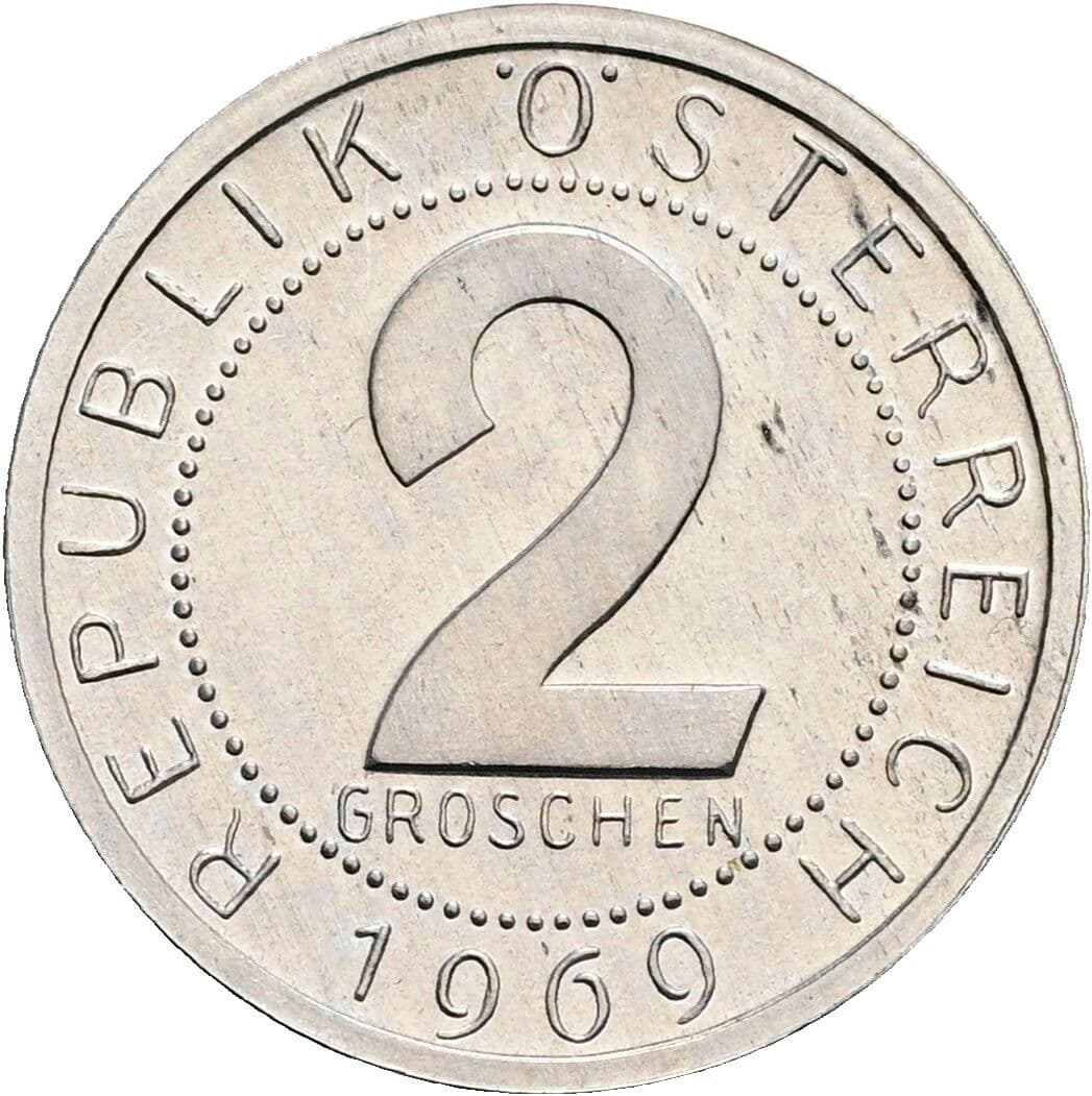 2 Groschen 1969 – Vorderseite