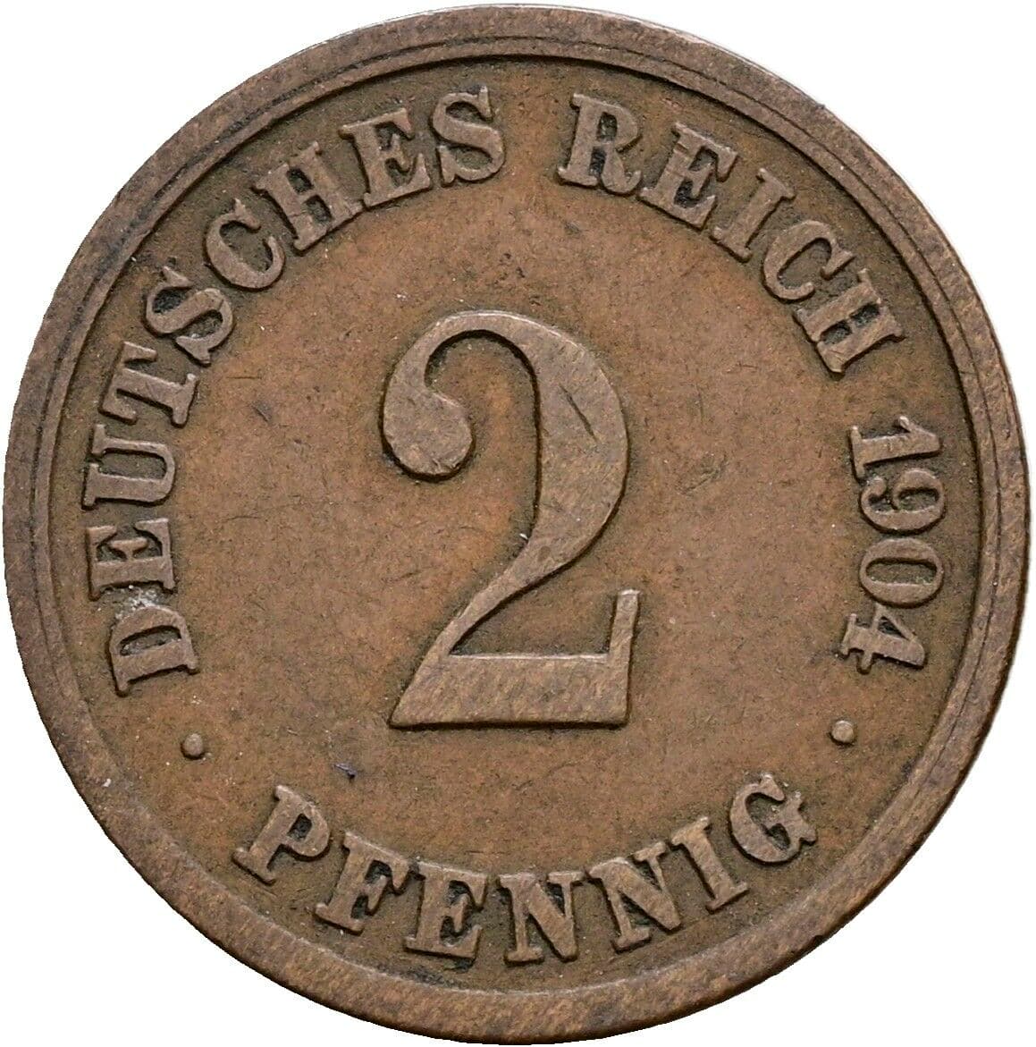 2 Pfennig 1904 F – Vorderseite