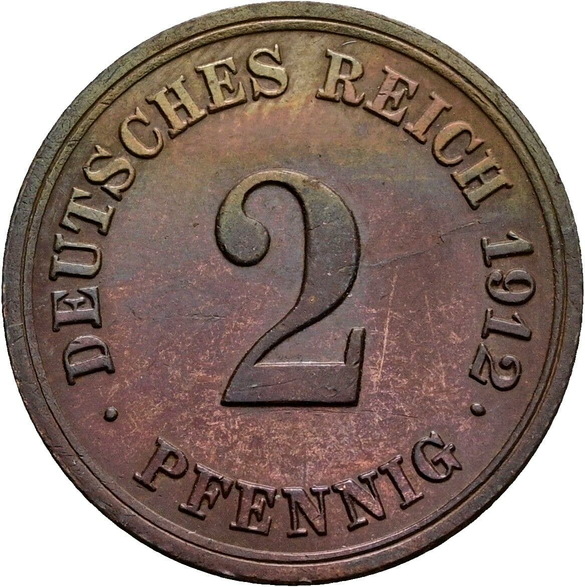 2 Pfennig 1912 F – Vorderseite