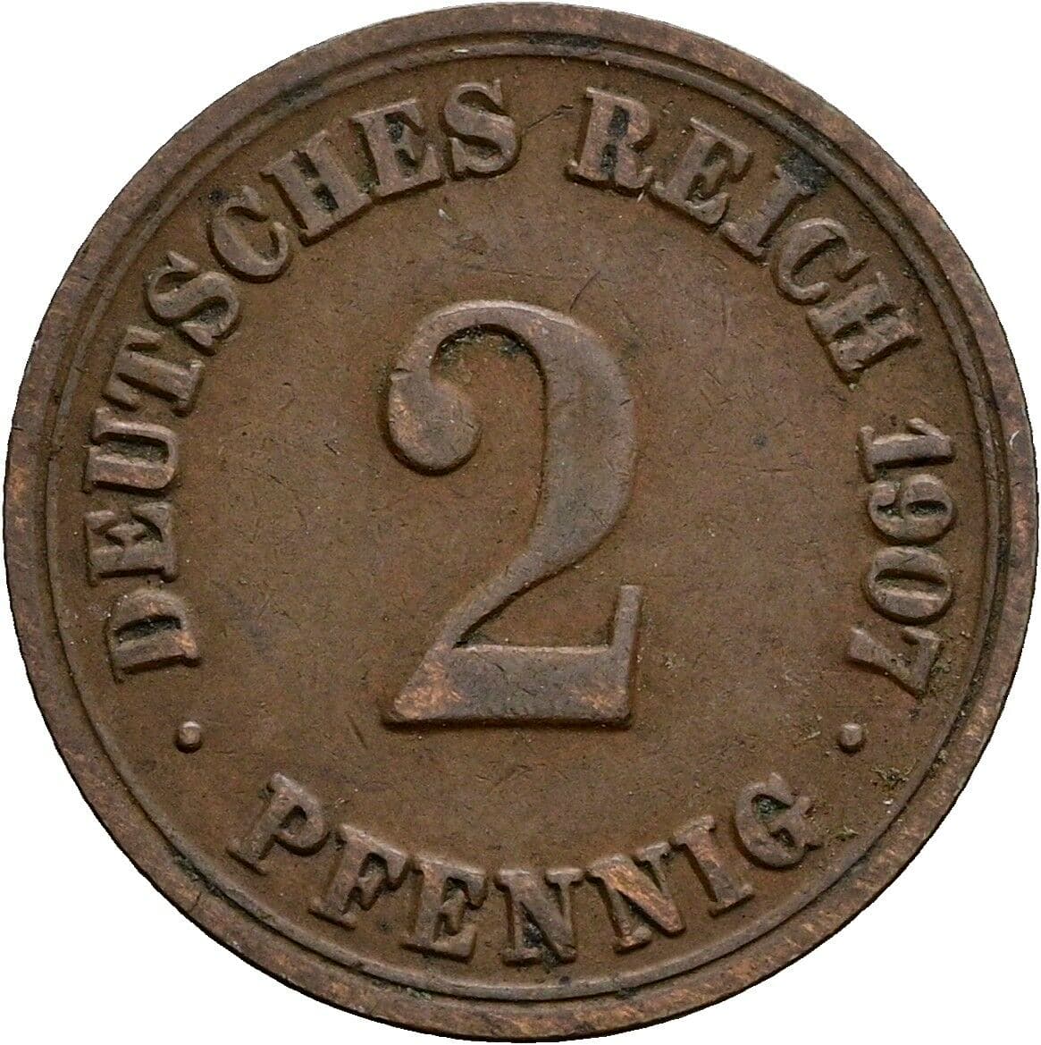 2 Pfennig 1907 A – Vorderseite