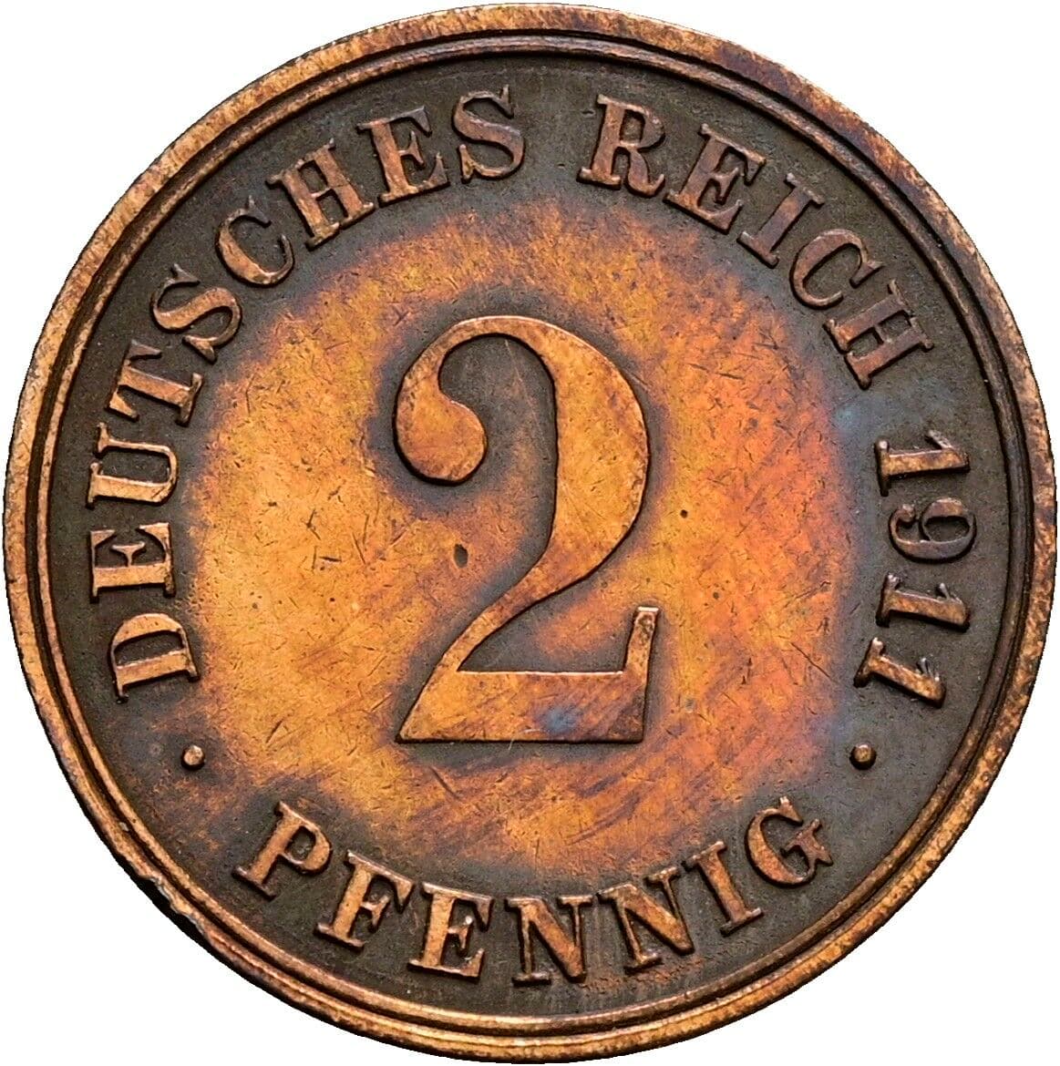 2 Pfennig 1911 G – Vorderseite