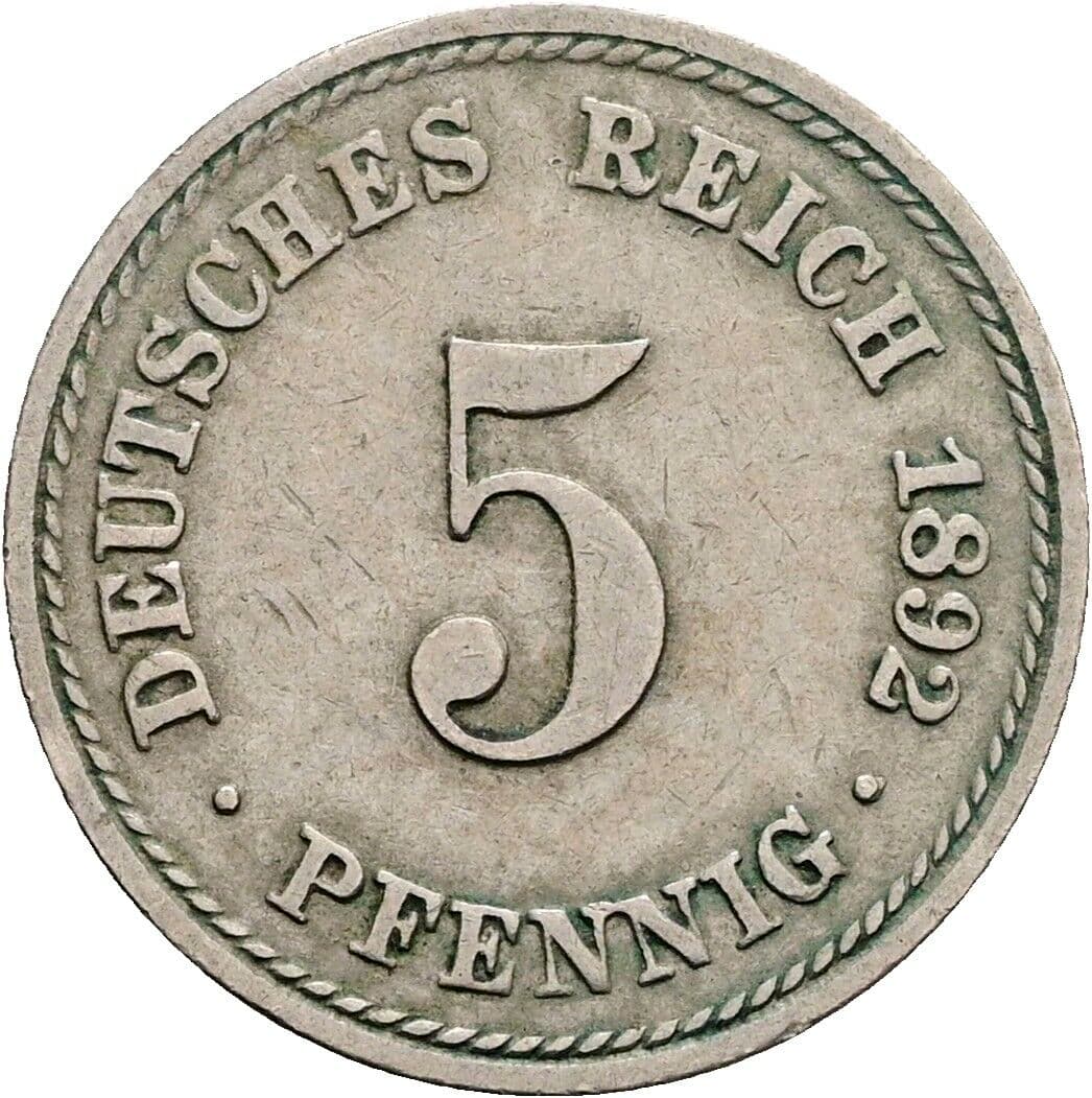 5 Pfennig 1892 A – Vorderseite