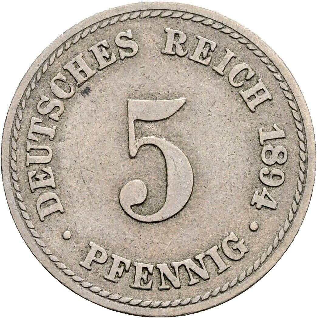 5 Pfennig 1894 A – Vorderseite
