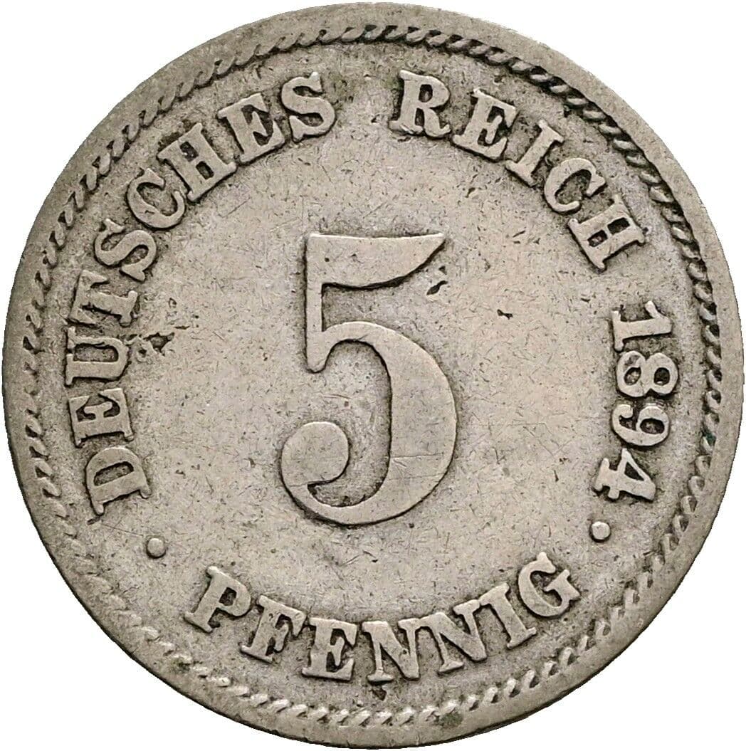 5 Pfennig 1894 E – Vorderseite
