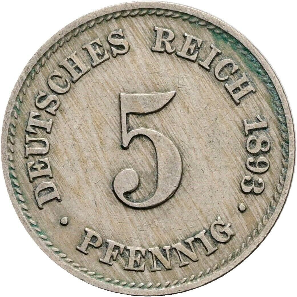 5 Pfennig 1893 E – Vorderseite