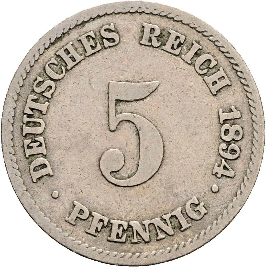 5 Pfennig 1894 E – Vorderseite