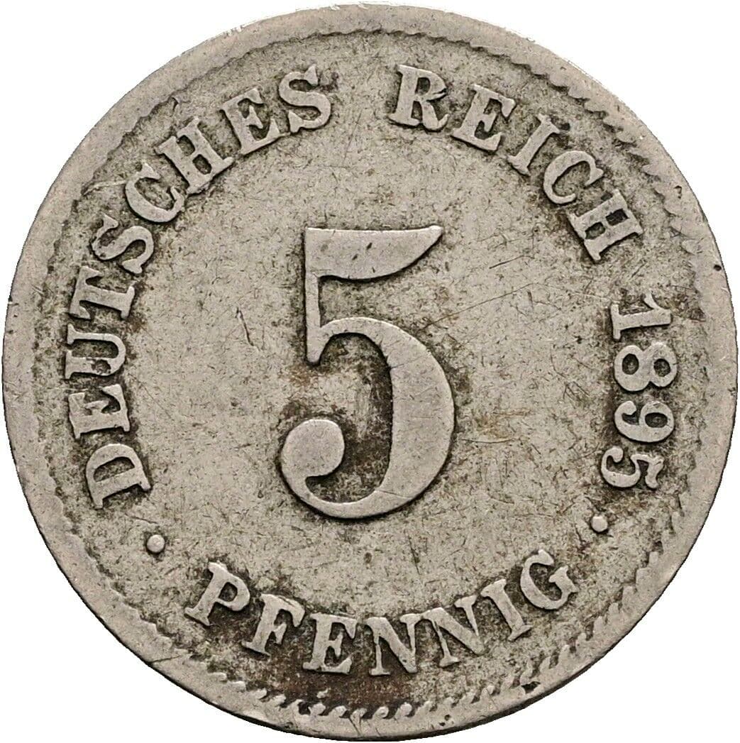 5 Pfennig 1895 G – Vorderseite