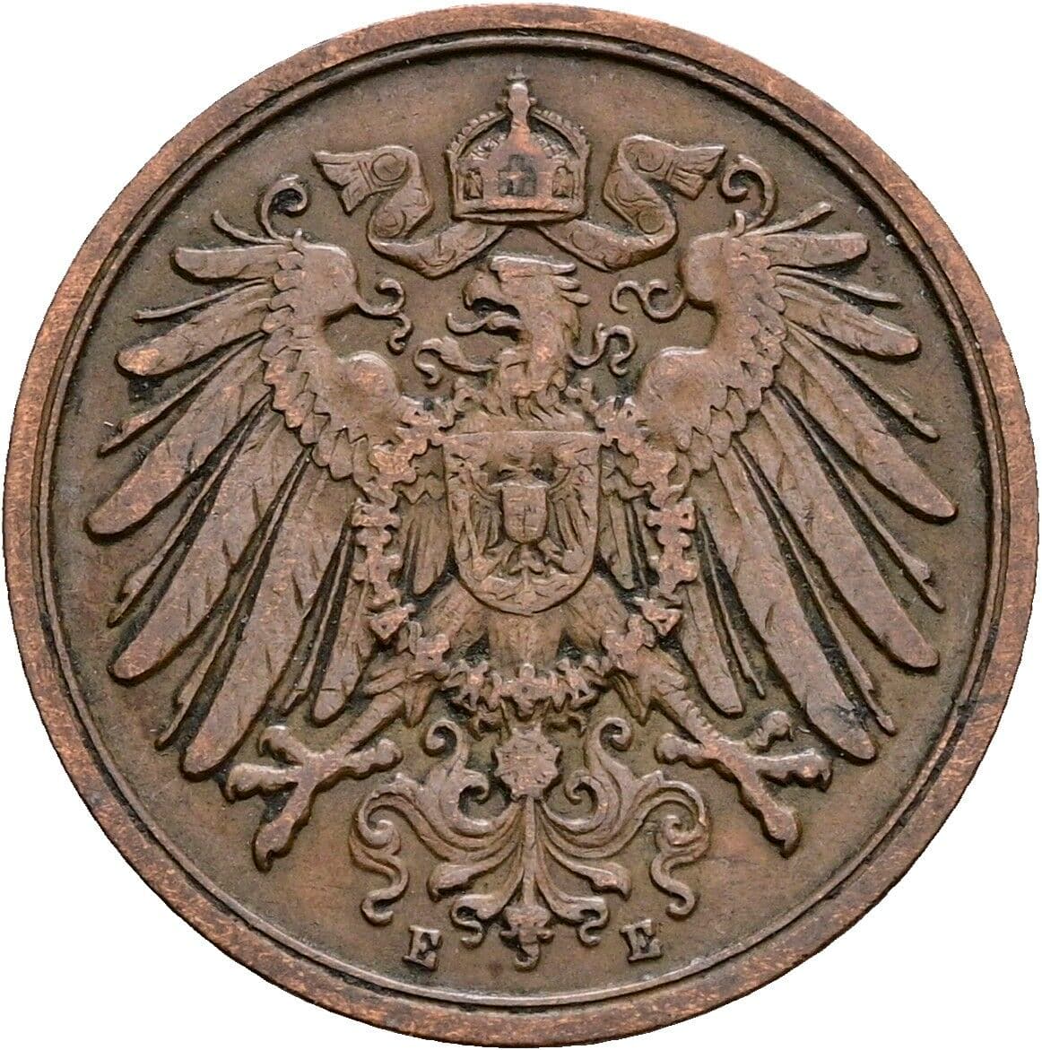 2 Pfennig 1904 E – Rückseite