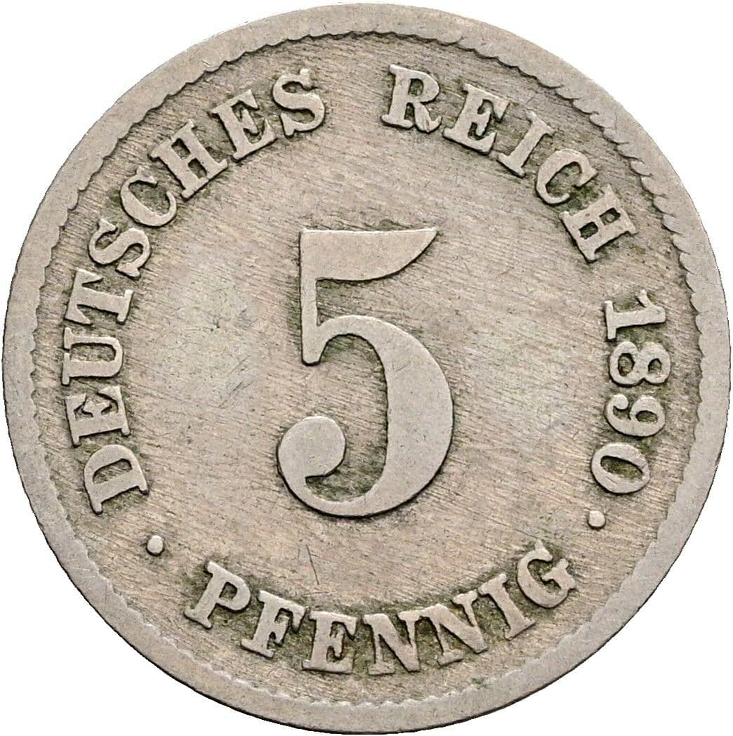 5 Pfennig 1890 F – Vorderseite