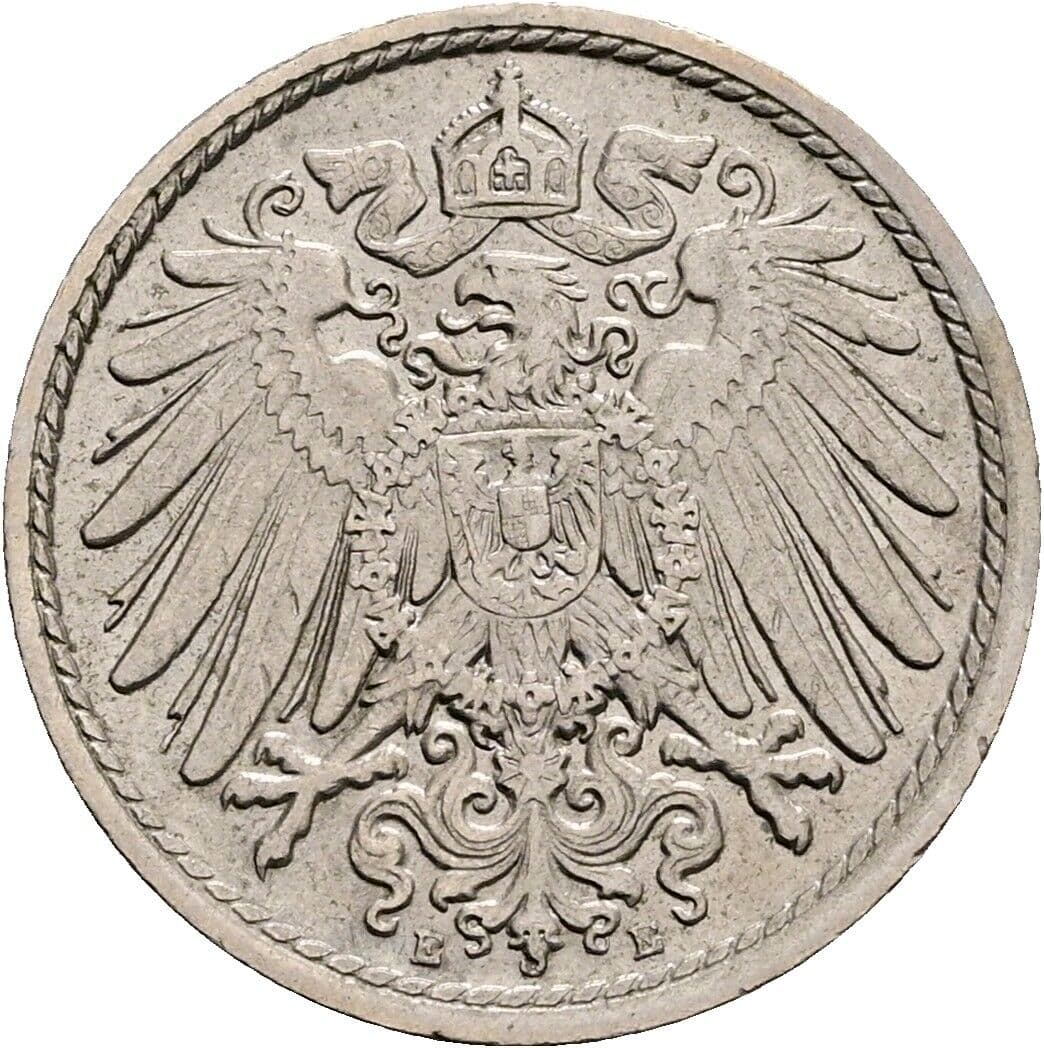 5 Pfennig 1909 E – Rückseite
