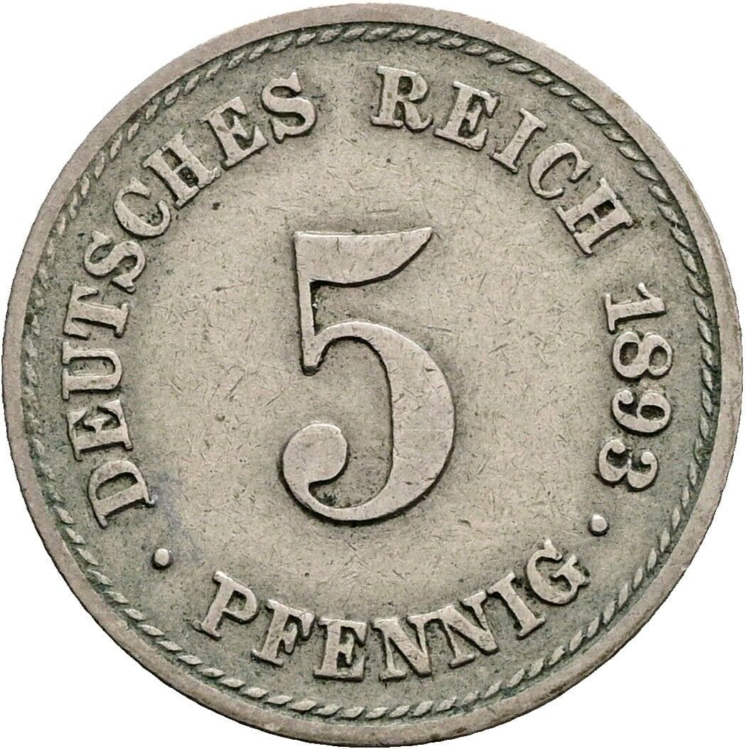 5 Pfennig 1893 A – Vorderseite