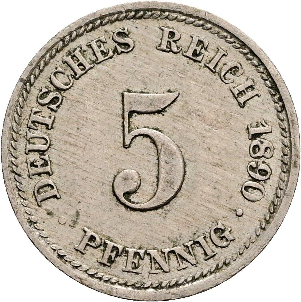 5 Pfennig 1890 D – Vorderseite