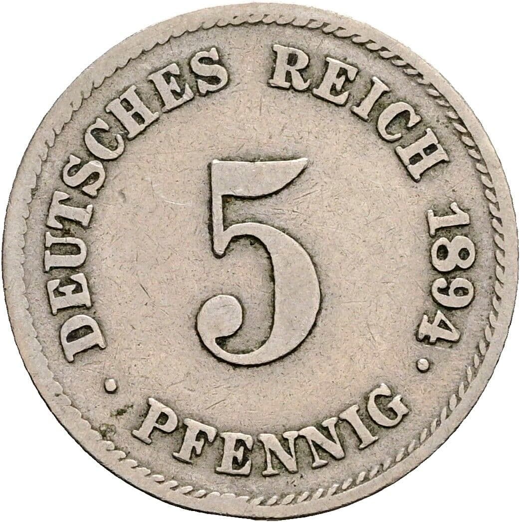 5 Pfennig 1894 G – Vorderseite