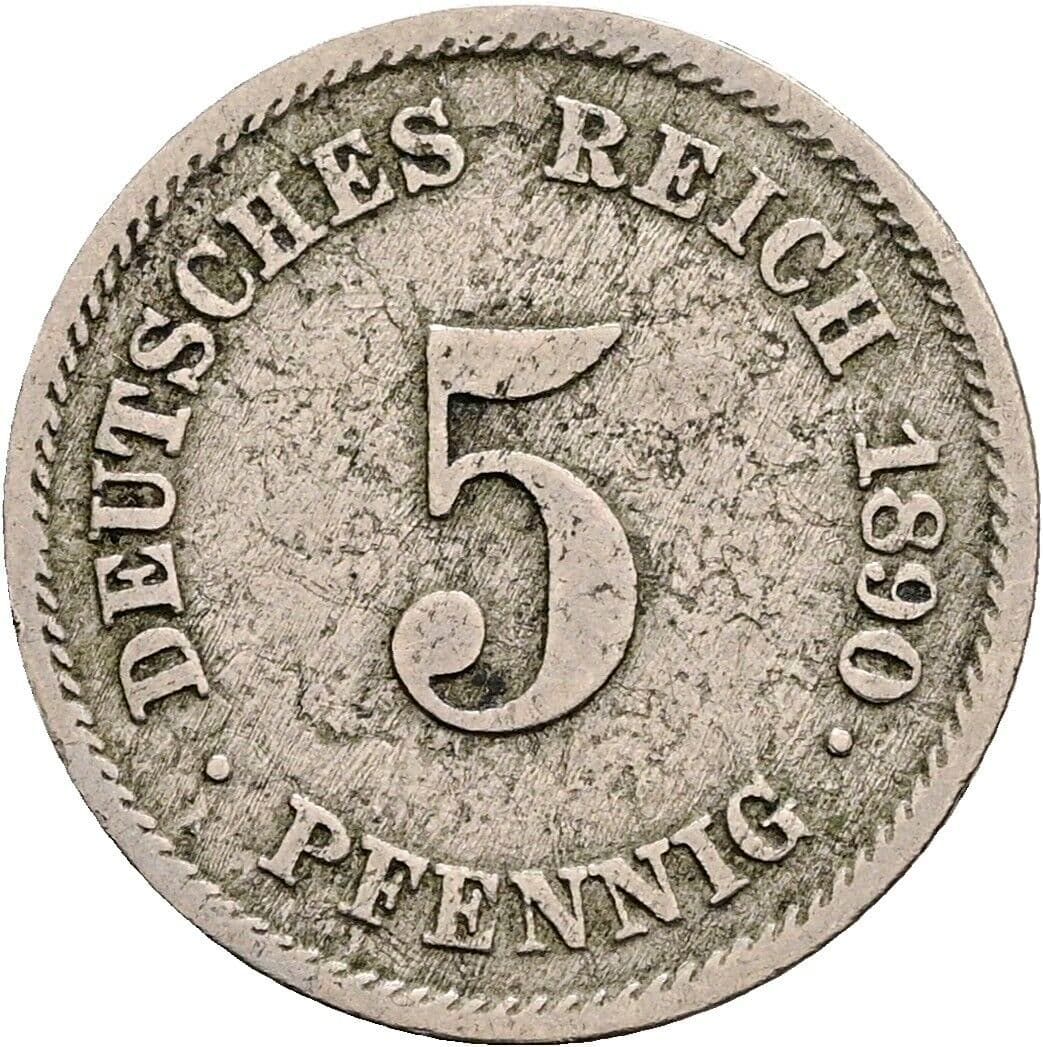 5 Pfennig 1890 E – Vorderseite