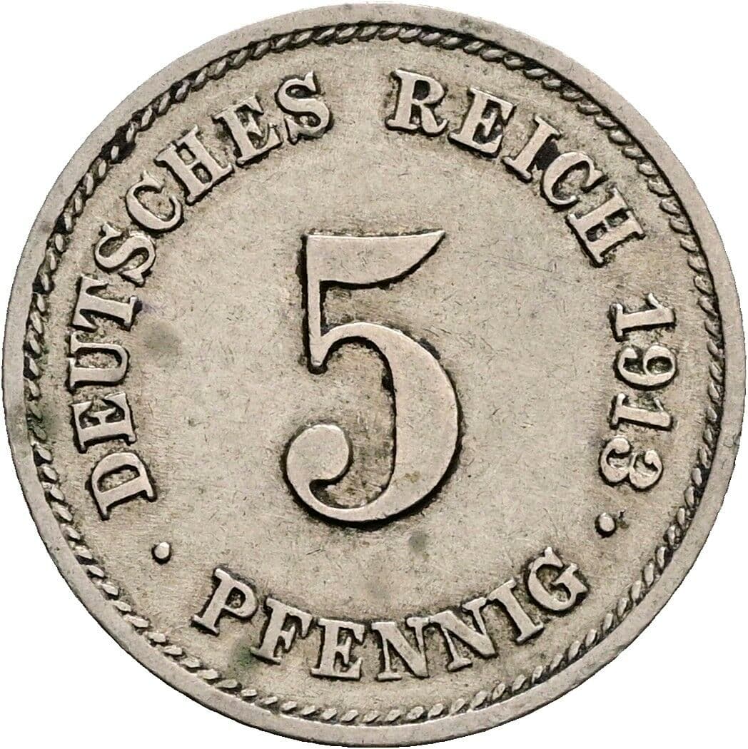 5 Pfennig 1913 G – Vorderseite
