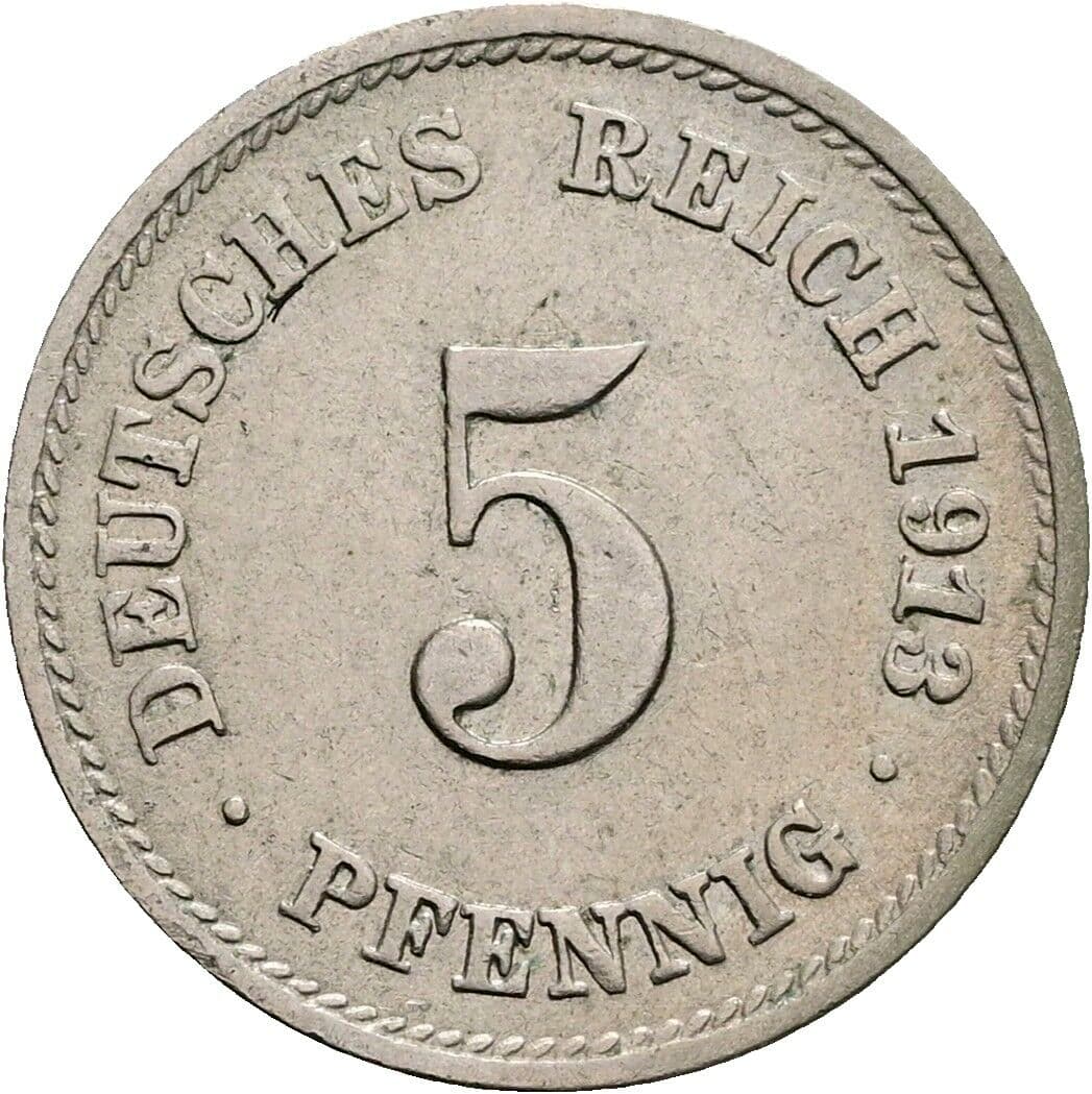 5 Pfennig 1913 F – Vorderseite