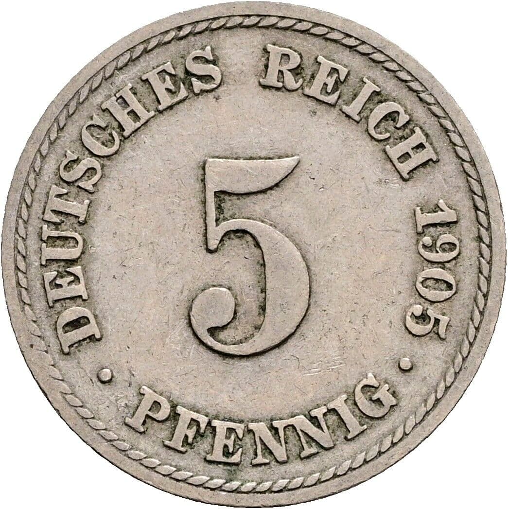 5 Pfennig 1905 F – Vorderseite
