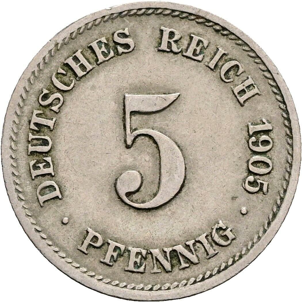 5 Pfennig 1905 G – Vorderseite