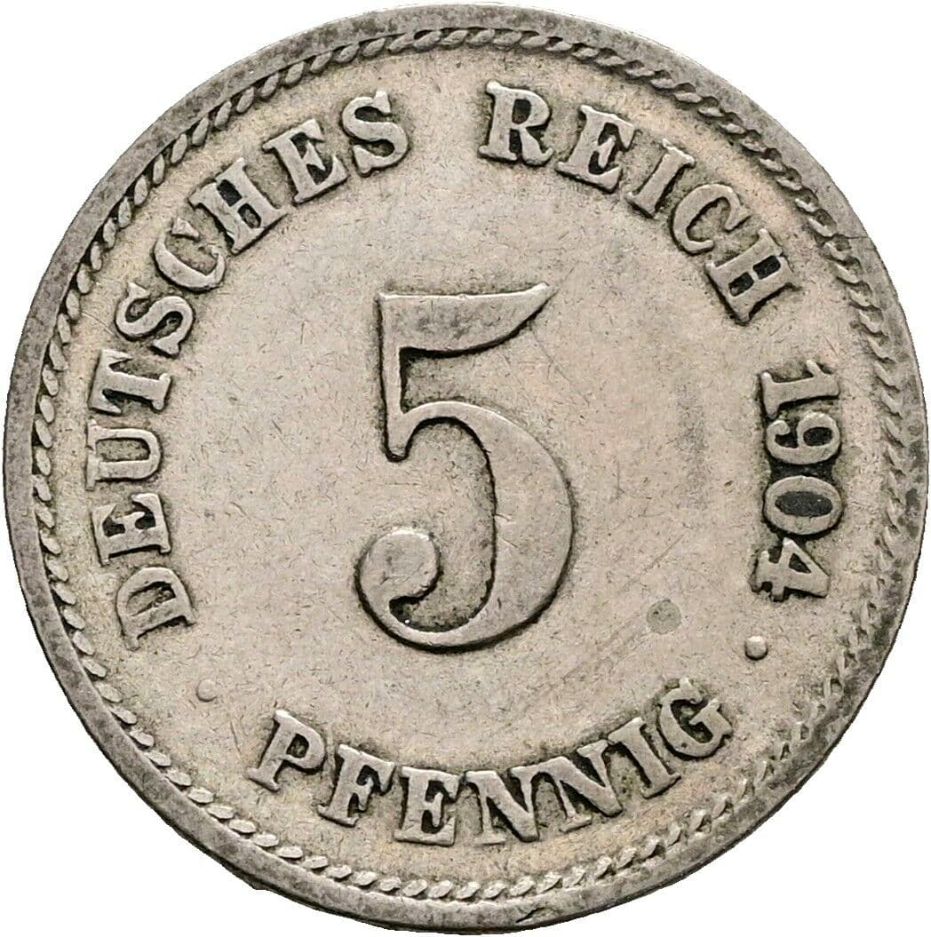 5 Pfennig 1904 G – Vorderseite