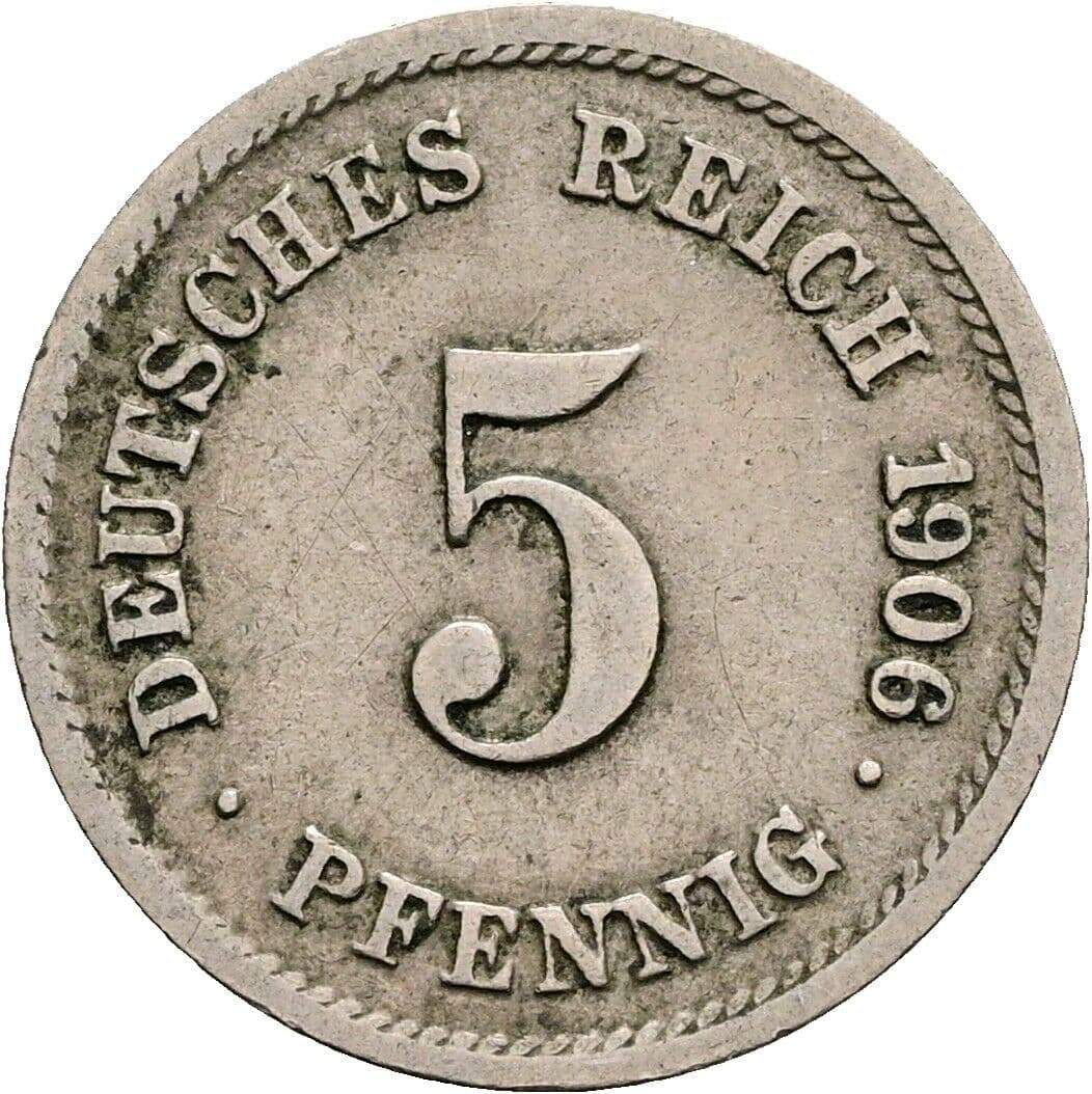 5 Pfennig 1906 G – Vorderseite