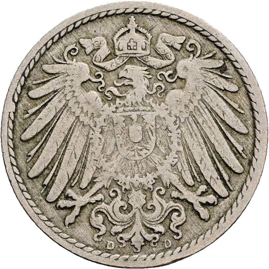 5 Pfennig 1892 D – Rückseite