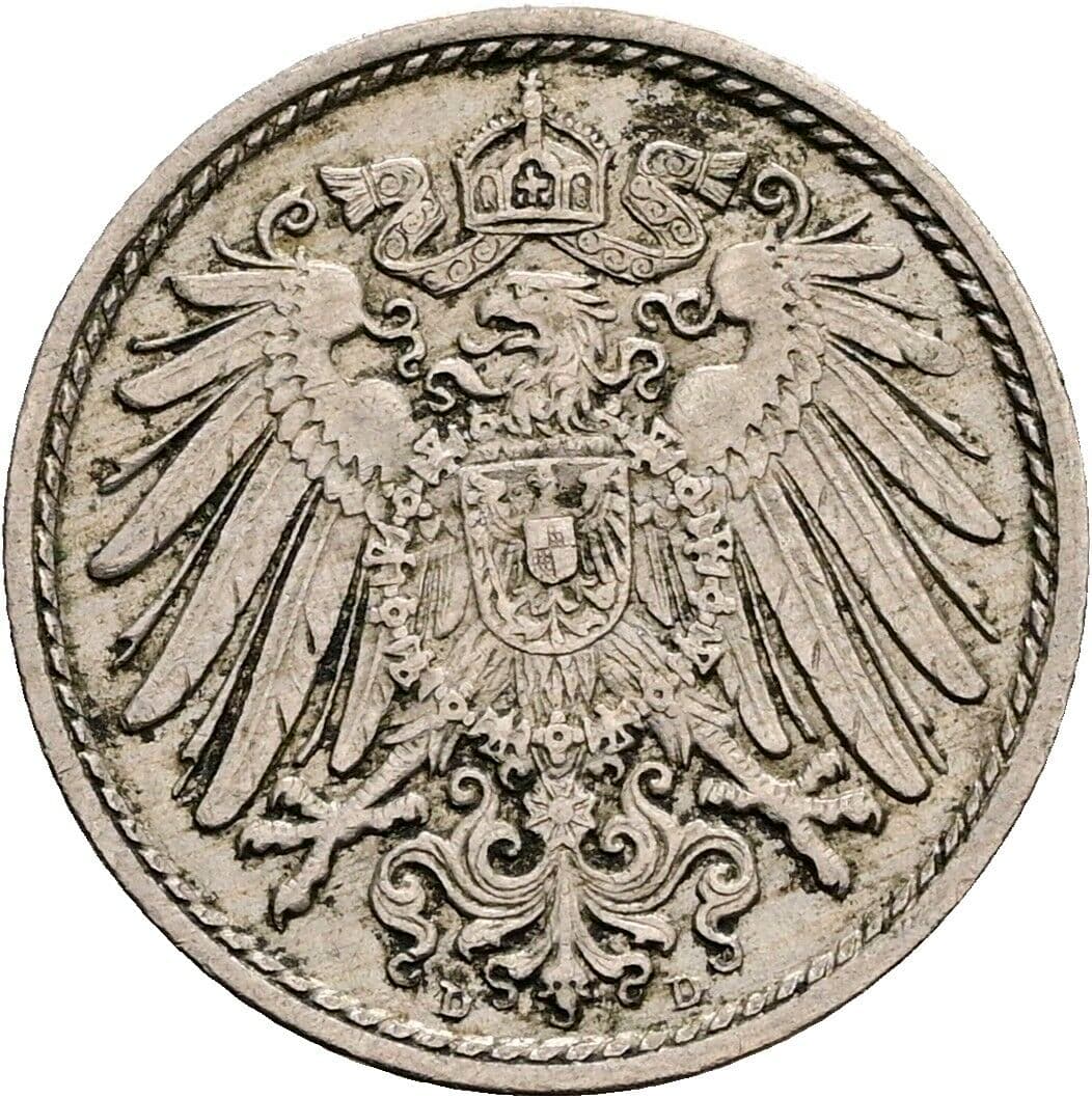 5 Pfennig 1890 D – Rückseite
