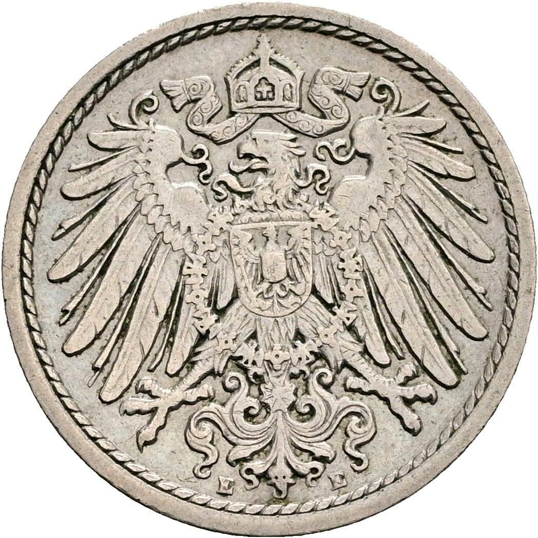 5 Pfennig 1907 E – Rückseite