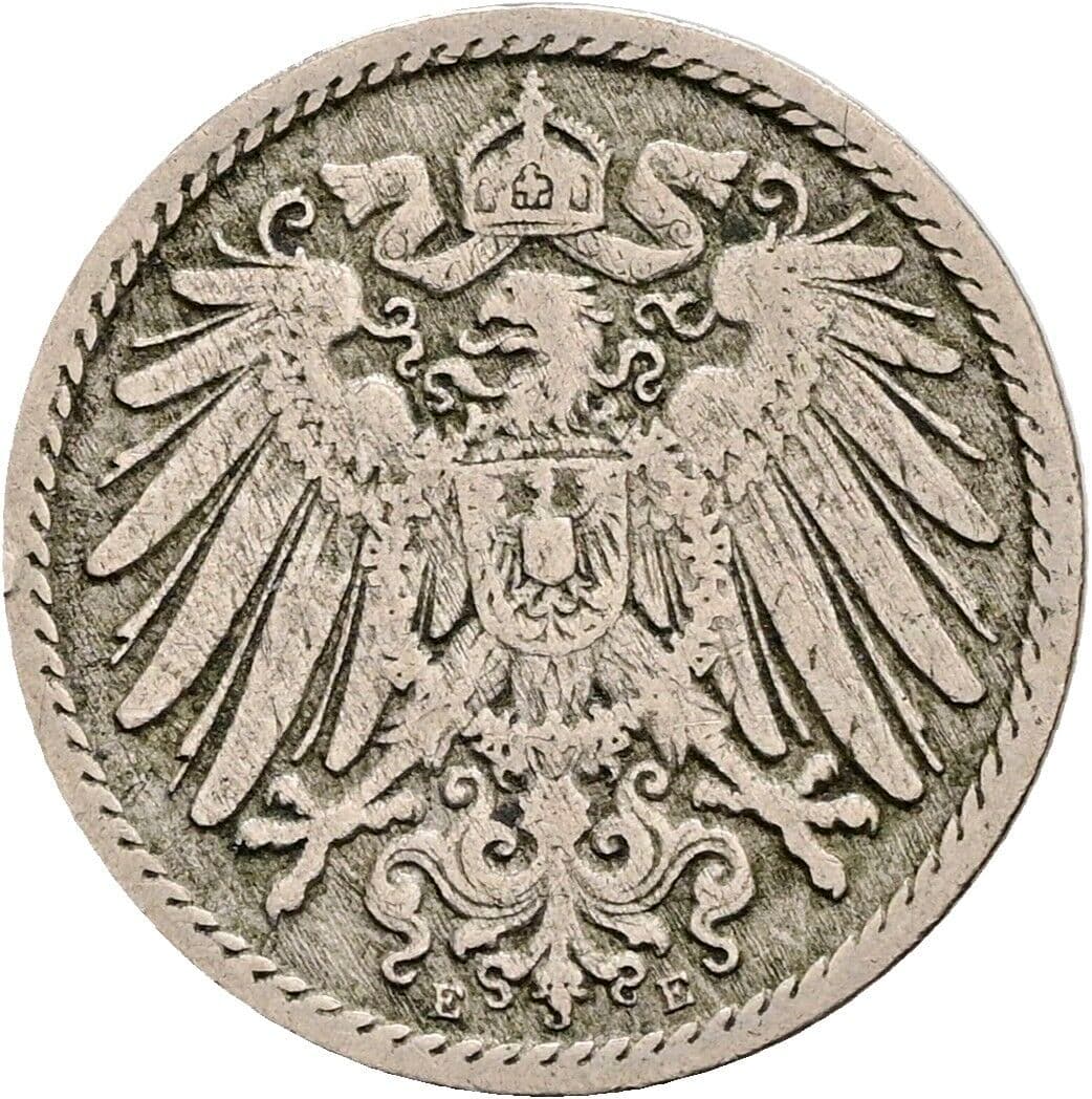 5 Pfennig 1890 E – Rückseite