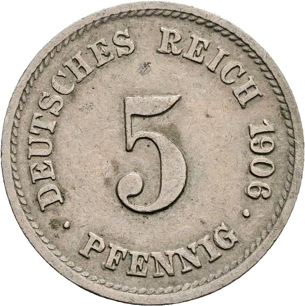 5 Pfennig 1906 G – Vorderseite