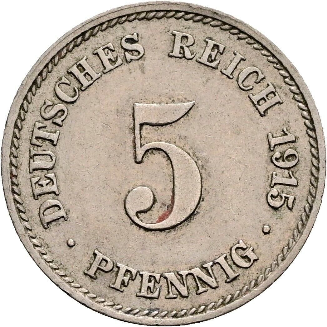 5 Pfennig 1915 J – Vorderseite