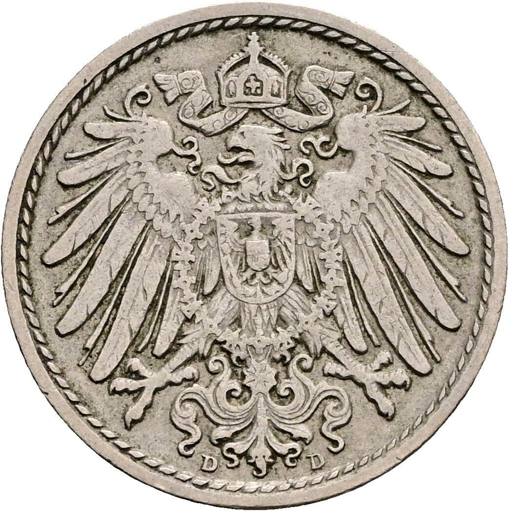 5 Pfennig 1904 D – Rückseite