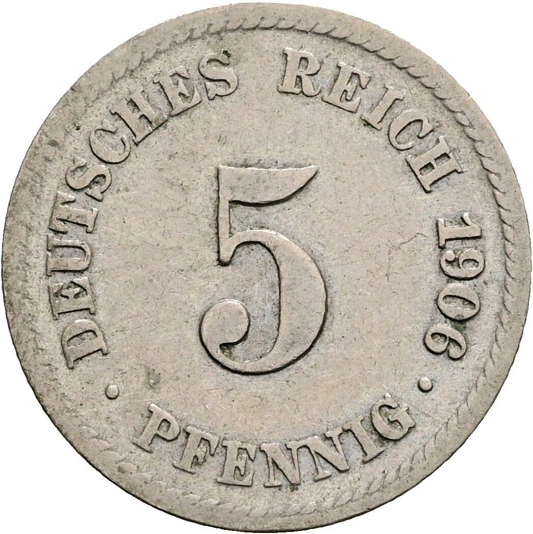 5 Pfennig 1906 F – Vorderseite