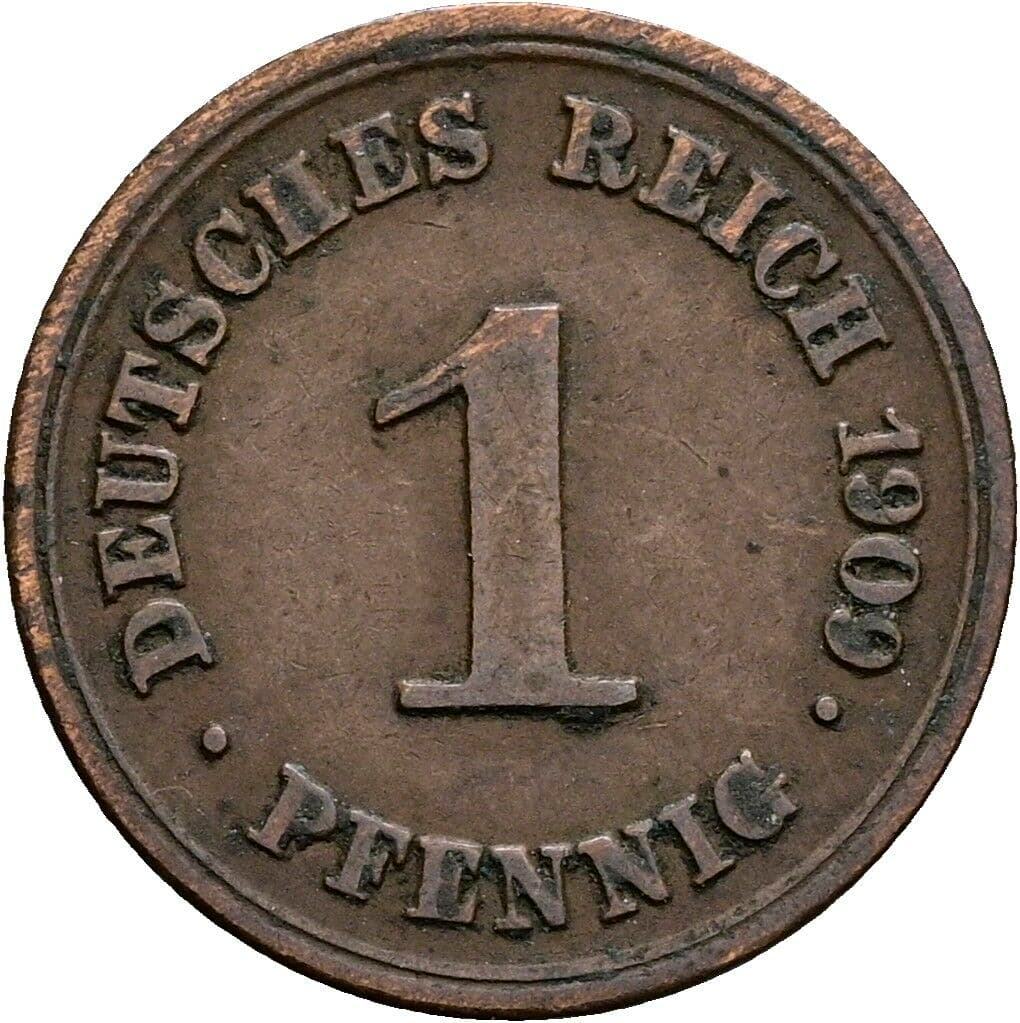 1 Pfennig 1909 E – Vorderseite