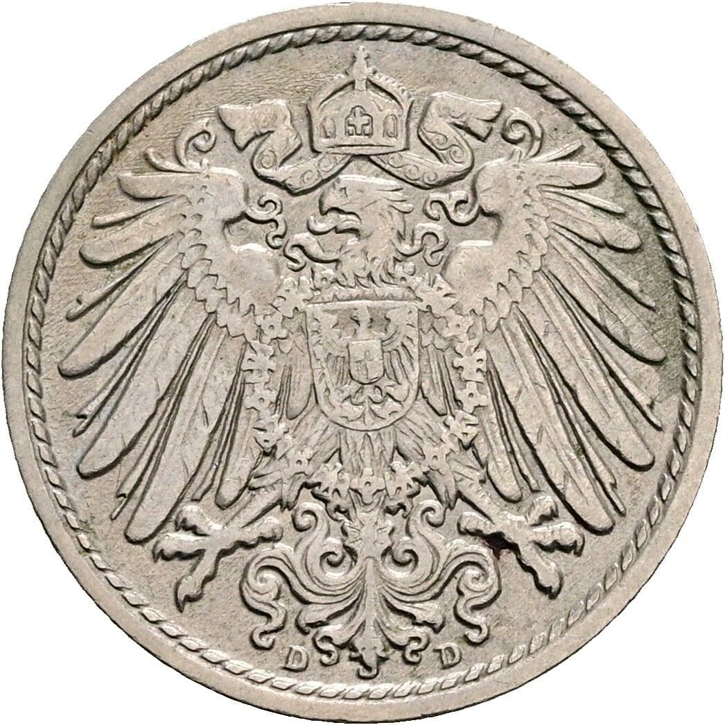 5 Pfennig 1913 D – Rückseite