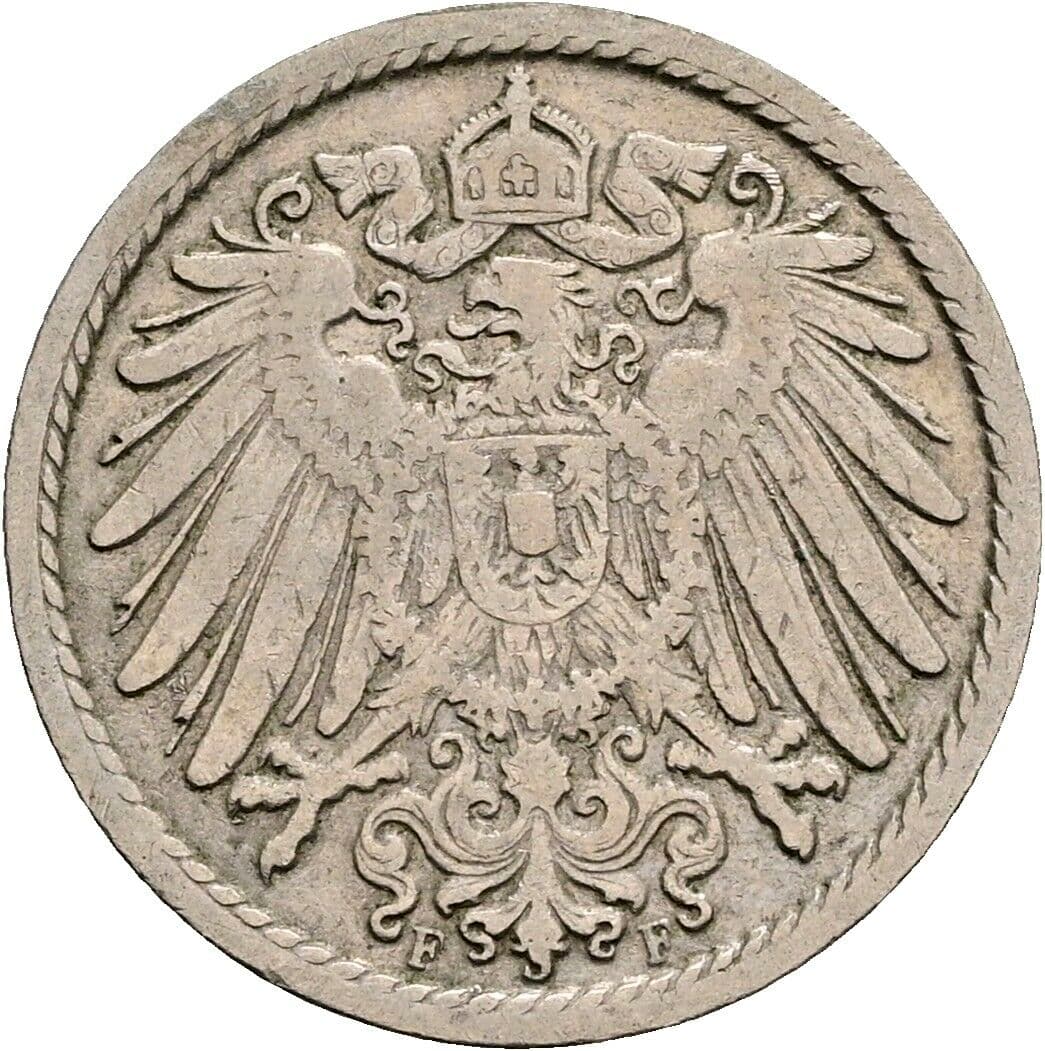 5 Pfennig 1905 F – Rückseite