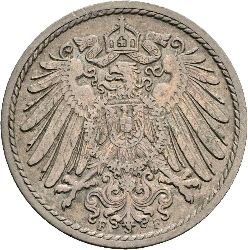5 Pfennig 1908 F – Rückseite